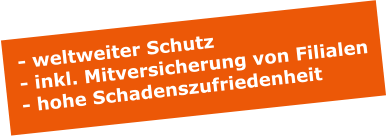 - weltweiter Schutz - inkl. Mitversicherung von Filialen - hohe Schadenszufriedenheit