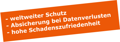 - weltweiter Schutz - Absicherung bei Datenverlusten - hohe Schadenszufriedenheit